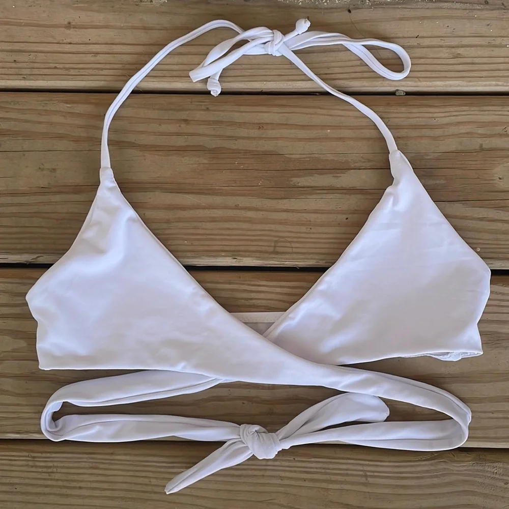 Zaful White Wrap Bikini Top